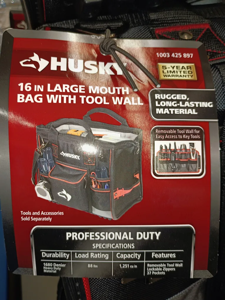 NEW Husky 16-inch Large Mouth Tool Bag with Tool Wall image indicator(3)