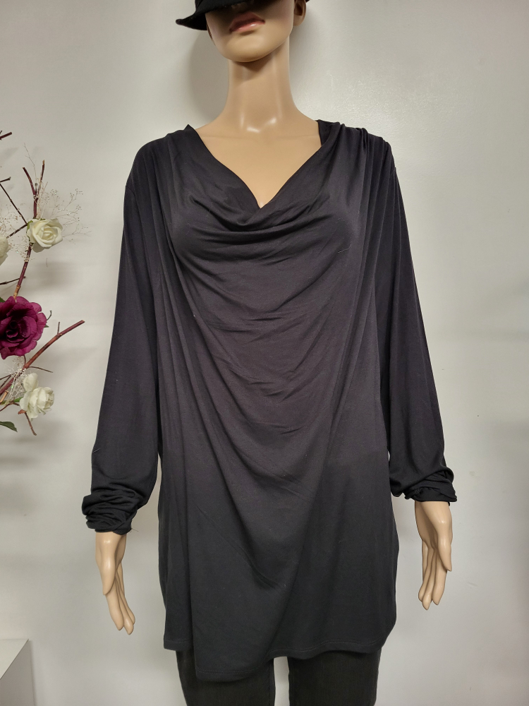 Black Cowl Neck Long Sleeve Top