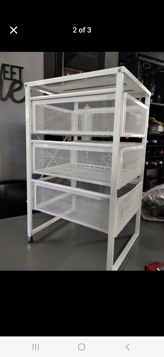 3 White Metal Organizer With Three Mesh Drawers - photo 3