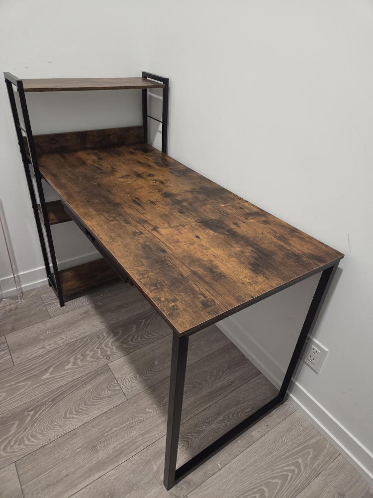 Rustic Brown Computer Desk with Shelves - photo 2