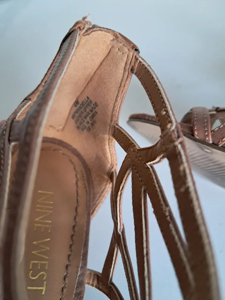 Nine West Women's Brown Cage Sandals Size 4M image indicator(7)