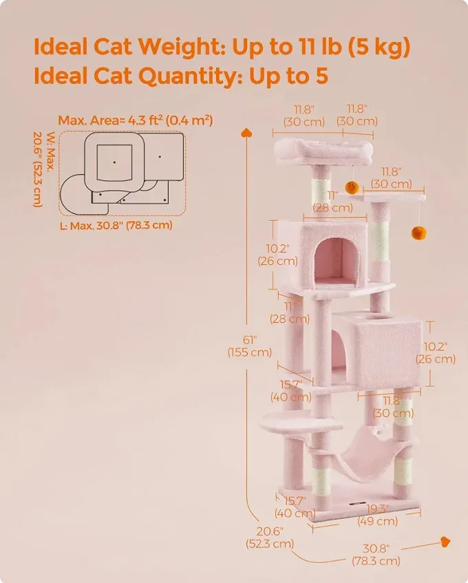 Pink Cat Tree Condo - 61 Inches image indicator(5)