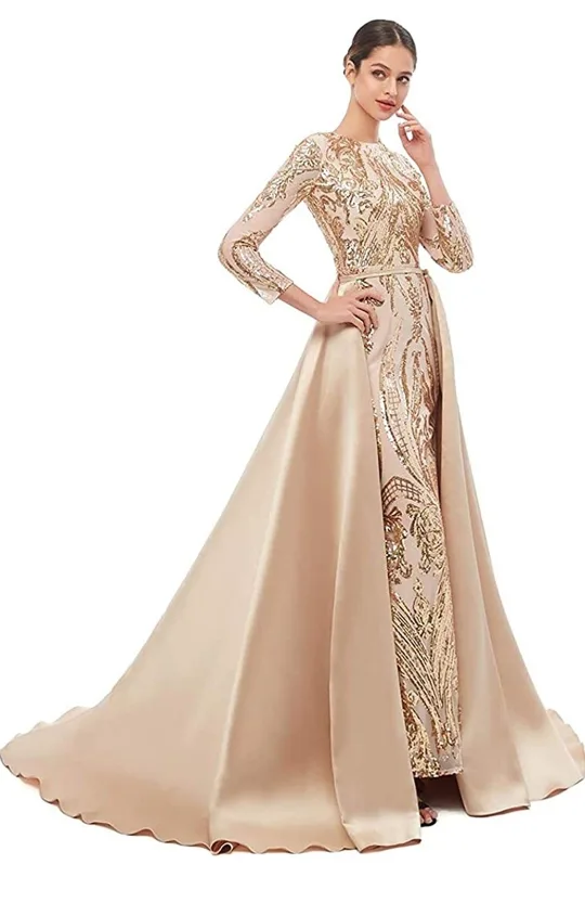 Stunning Gold Sequin & Satin Formal Gown - Size 6 image indicator(10)