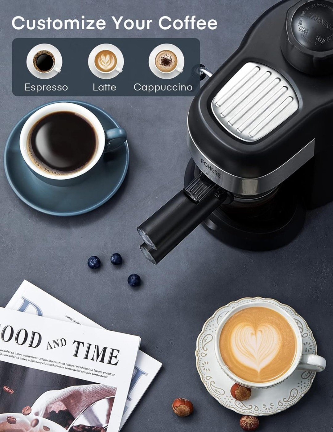 FOHERE Espresso Machine - Compact 2-4 Cup Espresso Maker - photo 3