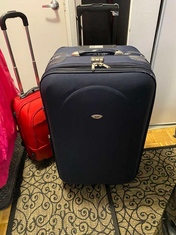 Set of Two Rolling Suitcases - Red & Navy Blue thumbnail