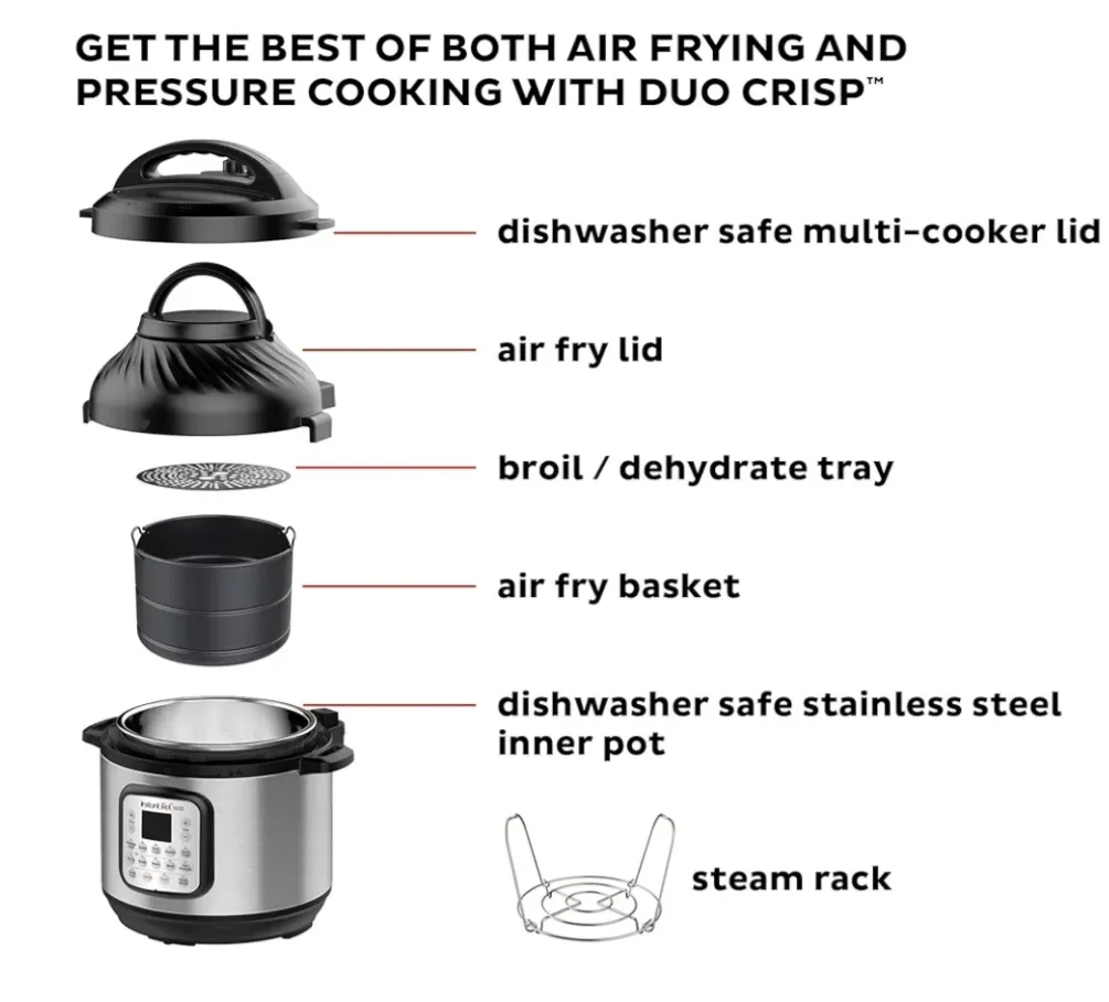 Instant Pot Duo Crisp 11-in-1 Air Fryer Pressure Cooker. thumbnail