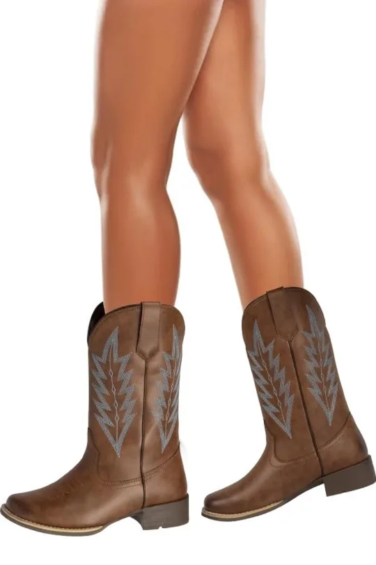 J's.o.l.e Women's Western Cowboy Boots Embroidered- US 11, Brown image indicator(8)