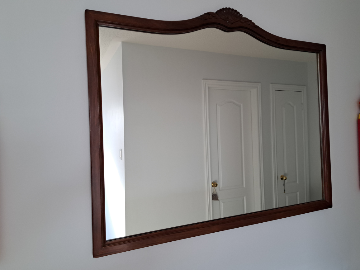 Vintage Hand-carved Chinese Redwood Console Table With Mirror - photo 2