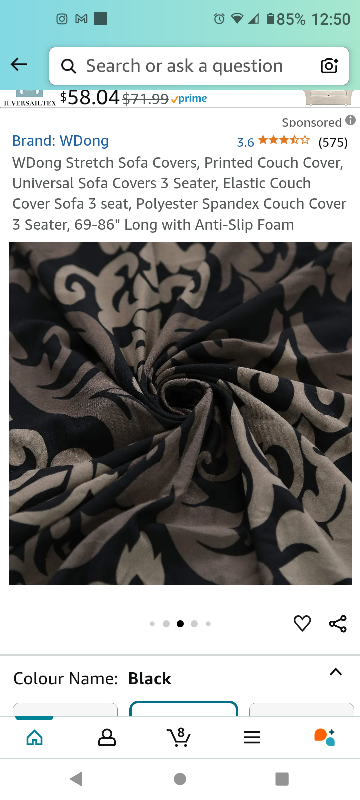WDong 3 Seater Stretch Sofa Cover, Black - photo 2