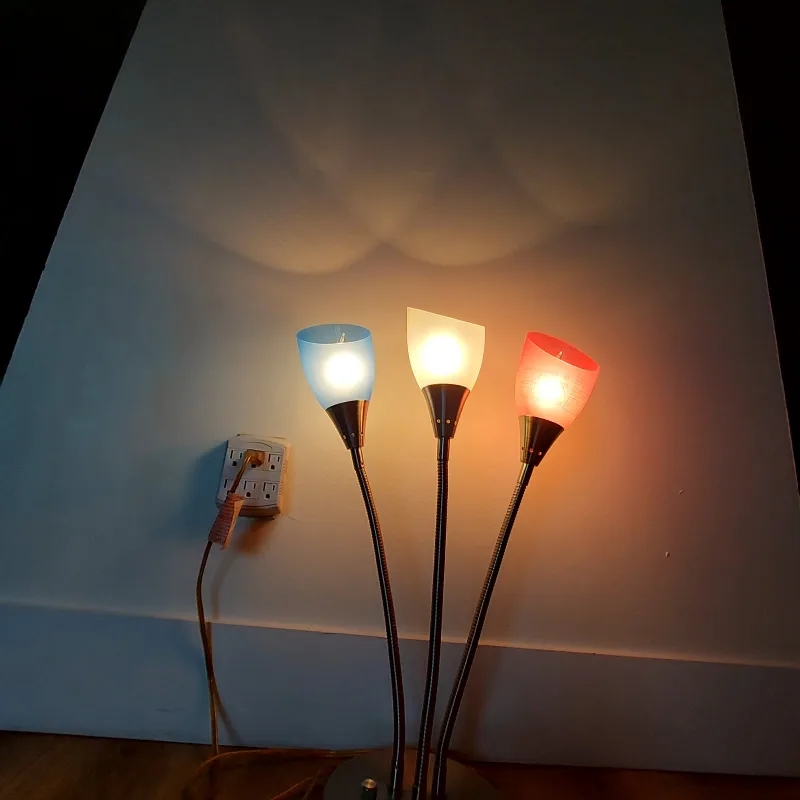 Triple Gooseneck Desk Lamp with Coloured Shades image indicator(2)