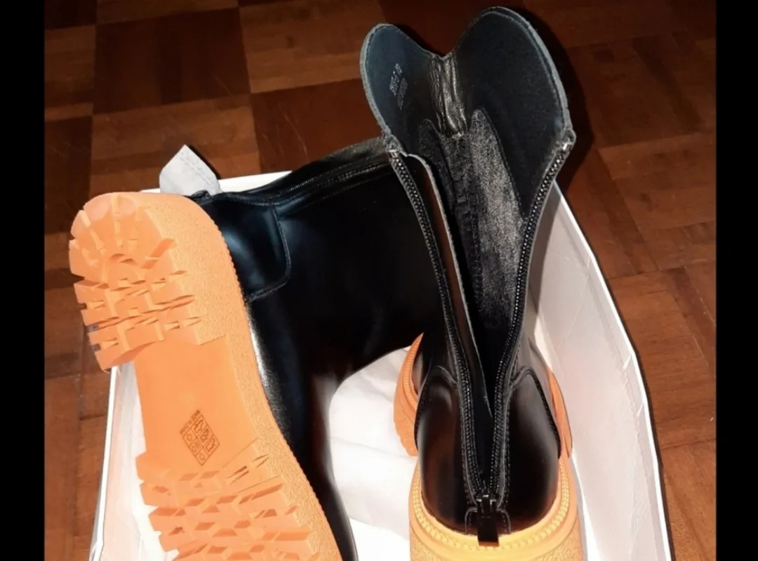Black Ankle Boots with Orange Soles - Size 40 image indicator(2)