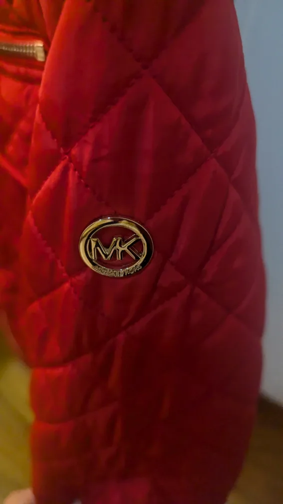 Michael Kors Red Quilted Jacket Size Small image indicator(3)