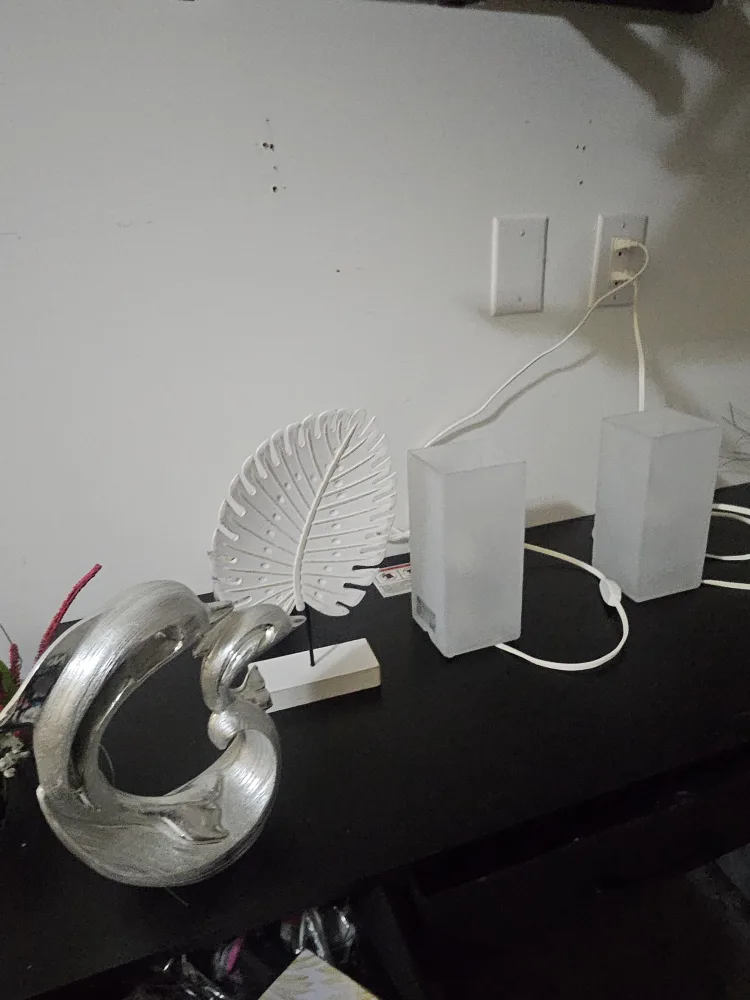 Silver Dolphin Figurine and White Leaf Decor image indicator(2)