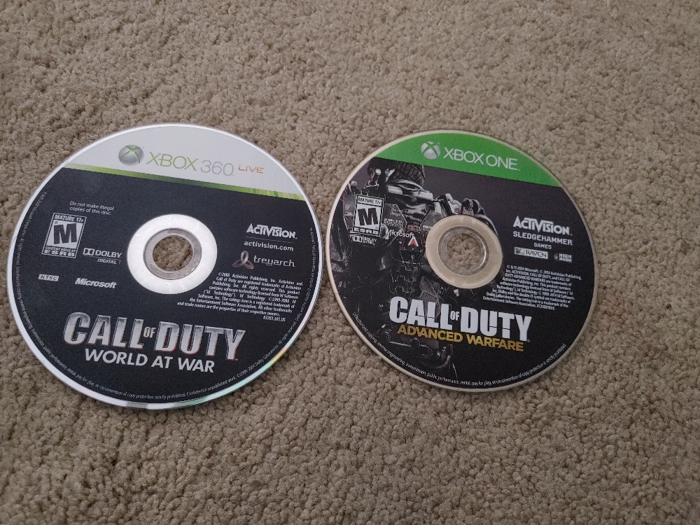 Call of Duty: World at War & Advanced Warfare Xbox Discs