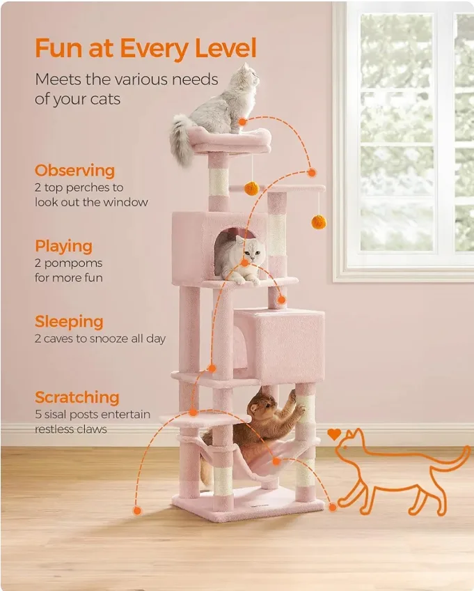 Pink Cat Tree Condo - 61 Inches image indicator(4)