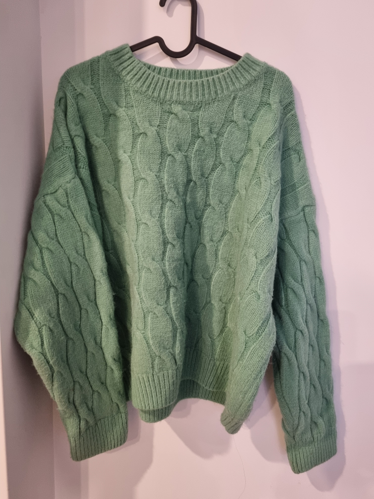 Sage Green Cable Knit Sweater