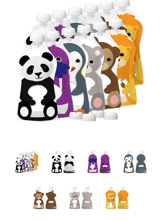 NEW Squooshi Reusable Food Pouch - Large 12 Pack - 5 oz.