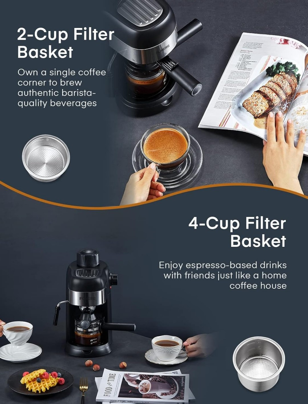 FOHERE Espresso Machine - Compact 2-4 Cup Espresso Maker - photo 4