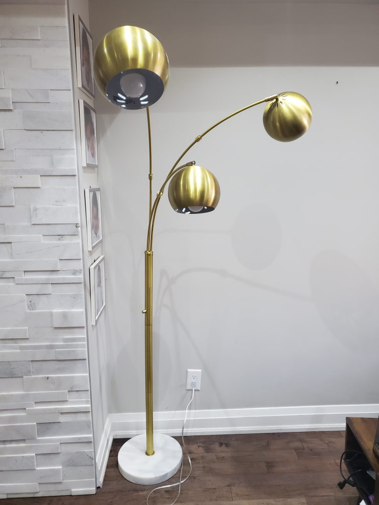 Gold Arc Floor Lamp with Marble Base - photo 2