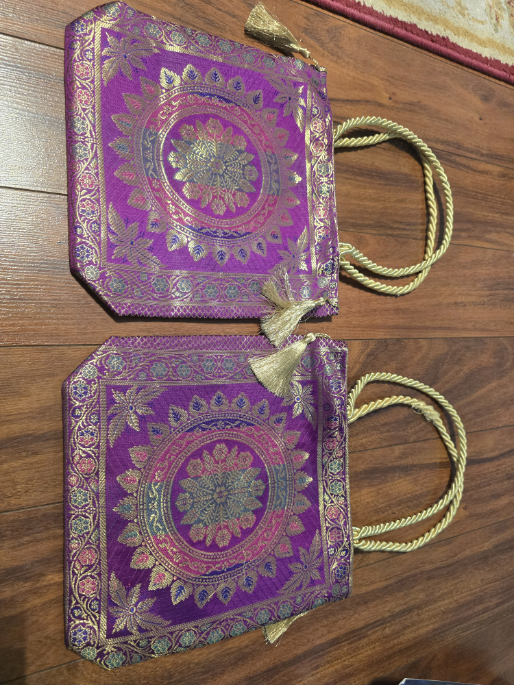 Set of Four Handbags - Purple, Blue, Yellow, and Teal