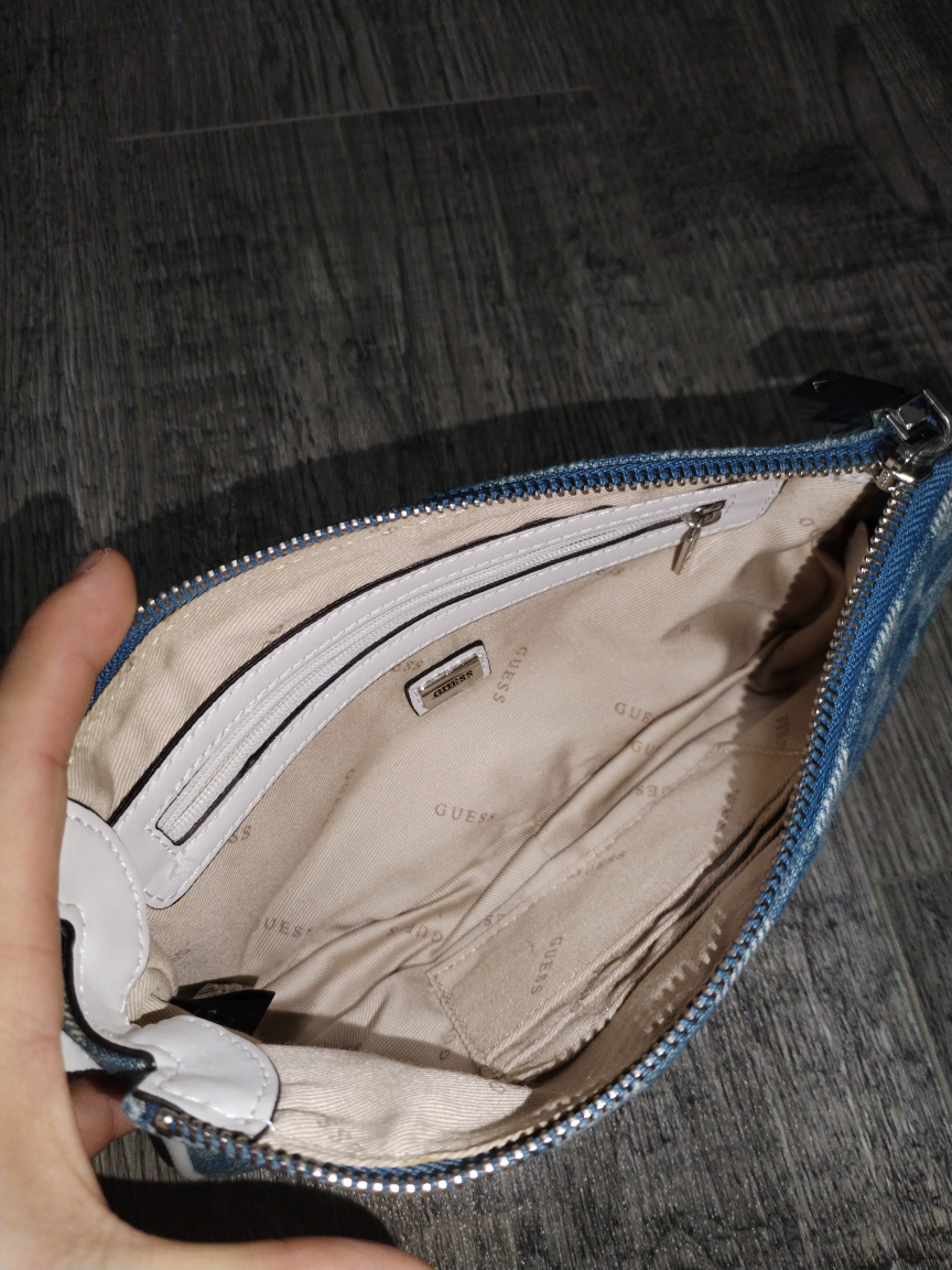 Blue Guess Checkered Chain Bag - photo 2