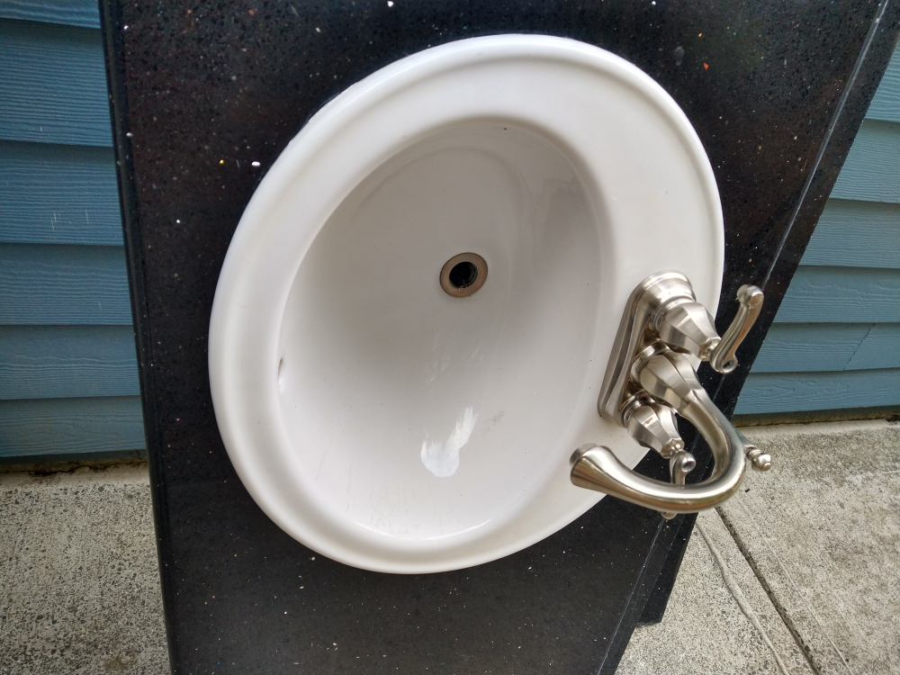 Black Granite Vanity Top with Oval Sink and Faucet - photo 3