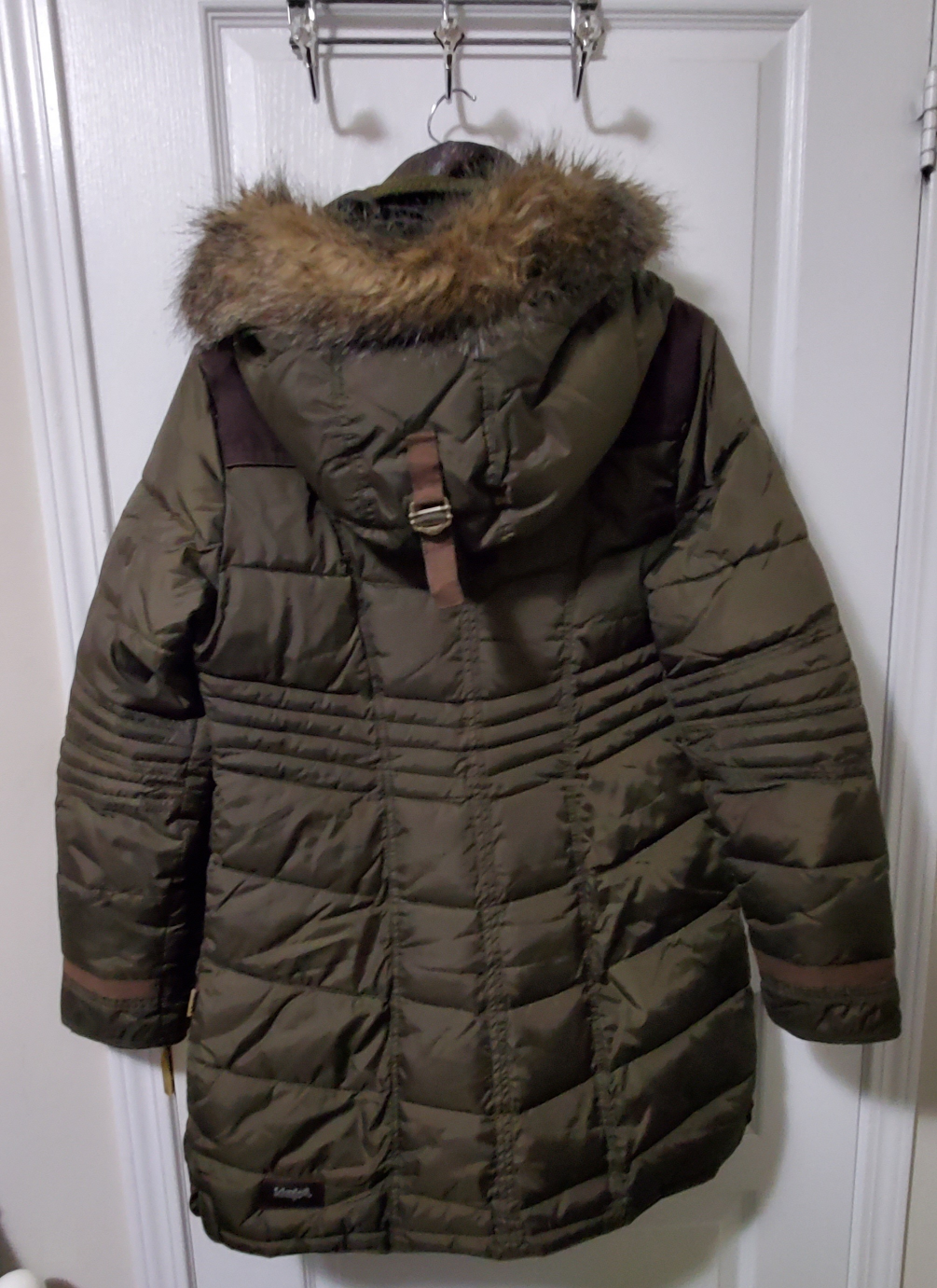KHUJO Women's Olive Green Puffer Jacket with Faux Fur Hood [XL] - photo 3