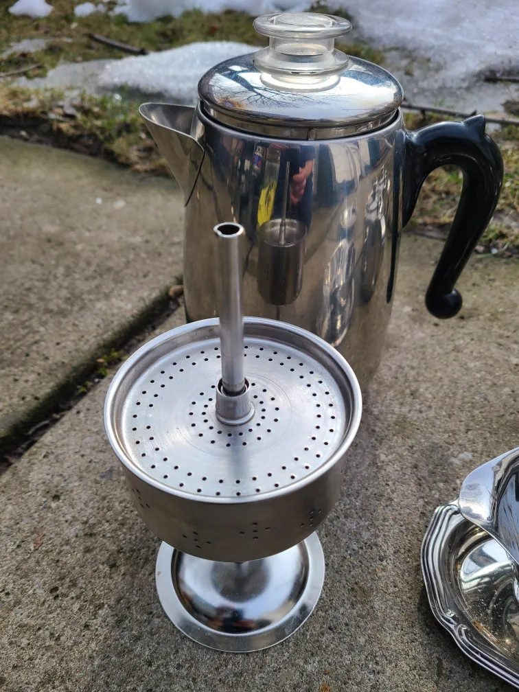 Vintage Stainless Steel Coffee and Tea Set with Serving Dish image indicator(5)