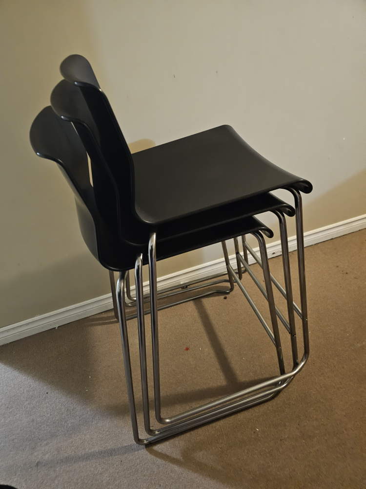4 Bar Stools Black Chrome - photo 2