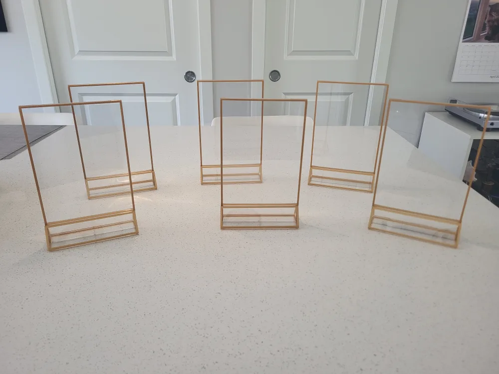Set of 6 Gold Acrylic Tabletop Menu Holders thumbnail