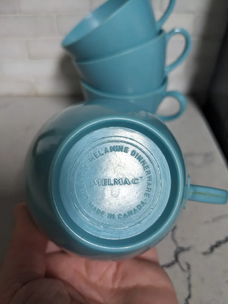 Vintage Melmac Canada Teal Melamine Cups image indicator(2)