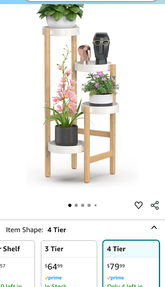 4-Tier Bamboo Plant Stand with White Shelves - photo 4