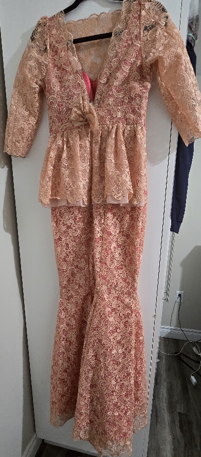 Peach Lace Mermaid Gown - photo 2