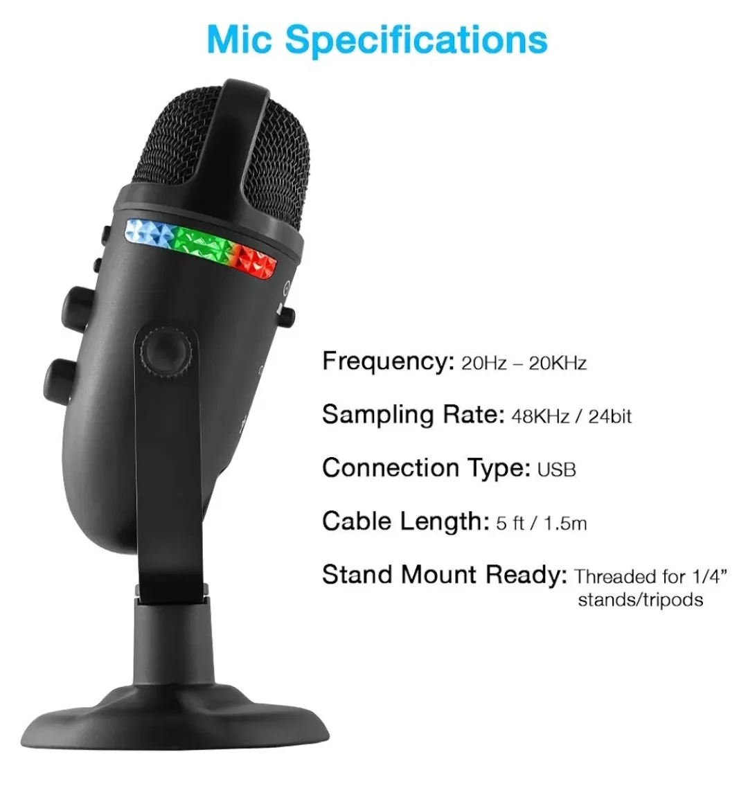 Cyber Acoustics Matterhorn Mic with Multi-Colored Lighting image indicator(5)