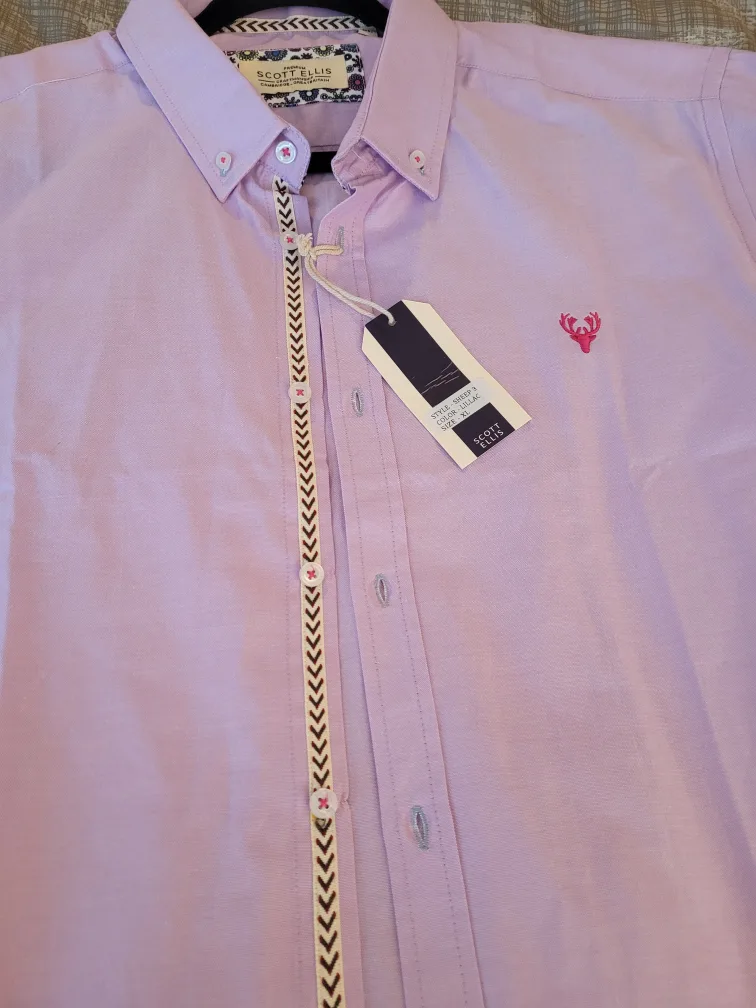 Scott Ellis Men's Lavender Short Sleeve Shirt - Size XL image indicator(7)