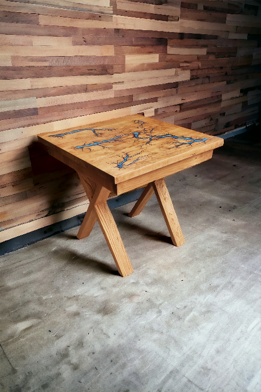 Unique Wooden Side Table with Resin Inlay - photo 3