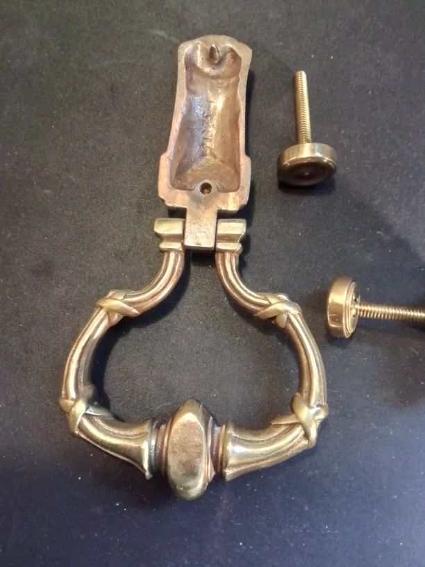 Antique Brass Door Knocker with Knob C. 1875 image indicator(7)