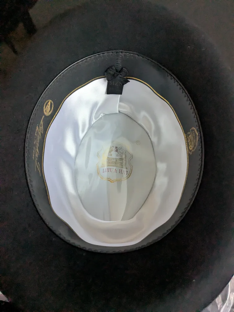 100% Wool Black Fedora Homburg Hat with removable Feather image indicator(5)