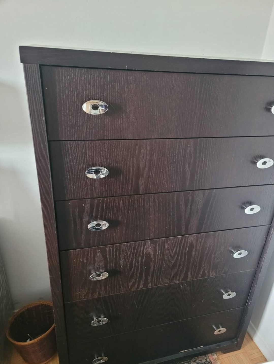 Dark brown 6-drawer tall chest