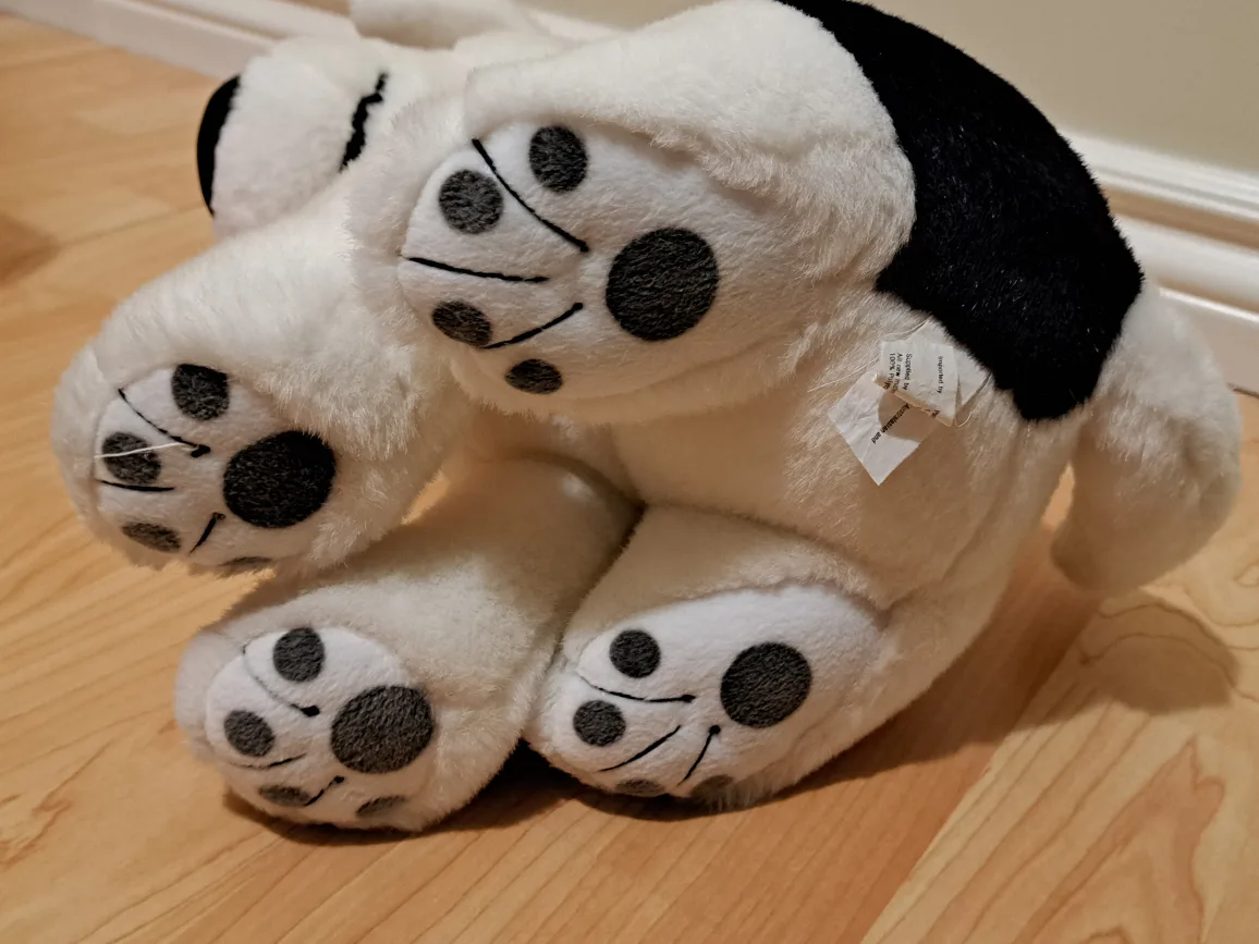 White and Black Plush Dog Toy 14" image indicator(8)