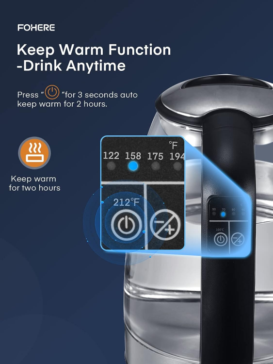 Electric Kettle, 1.7L with 5 Temperature Control - photo 4