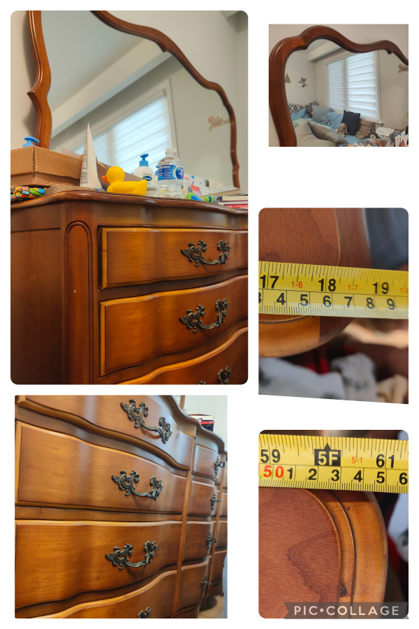 Vintage Wooden Vanity Set with Mirror
