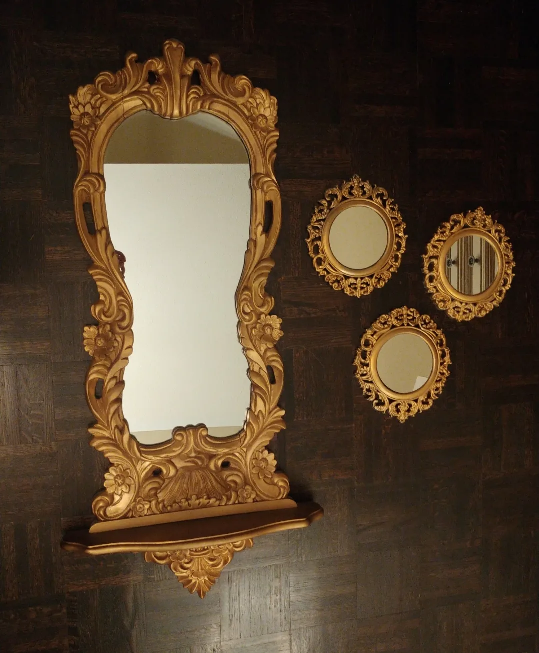 Vintage ornate gold mirrors (set of 4) image indicator(3)