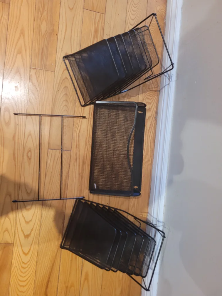 Black Metal Desk Organizers - 2 x File Sorters & Magazine Rack image indicator(2)