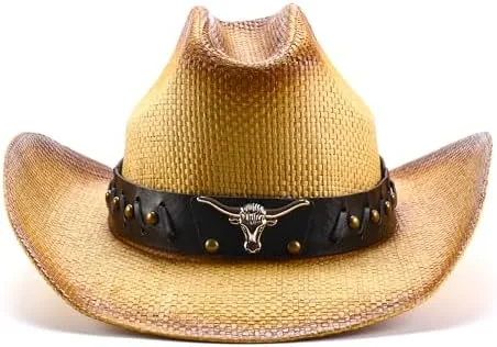 Men's Straw Cowboy Hat with Longhorn Buckle image indicator(2)