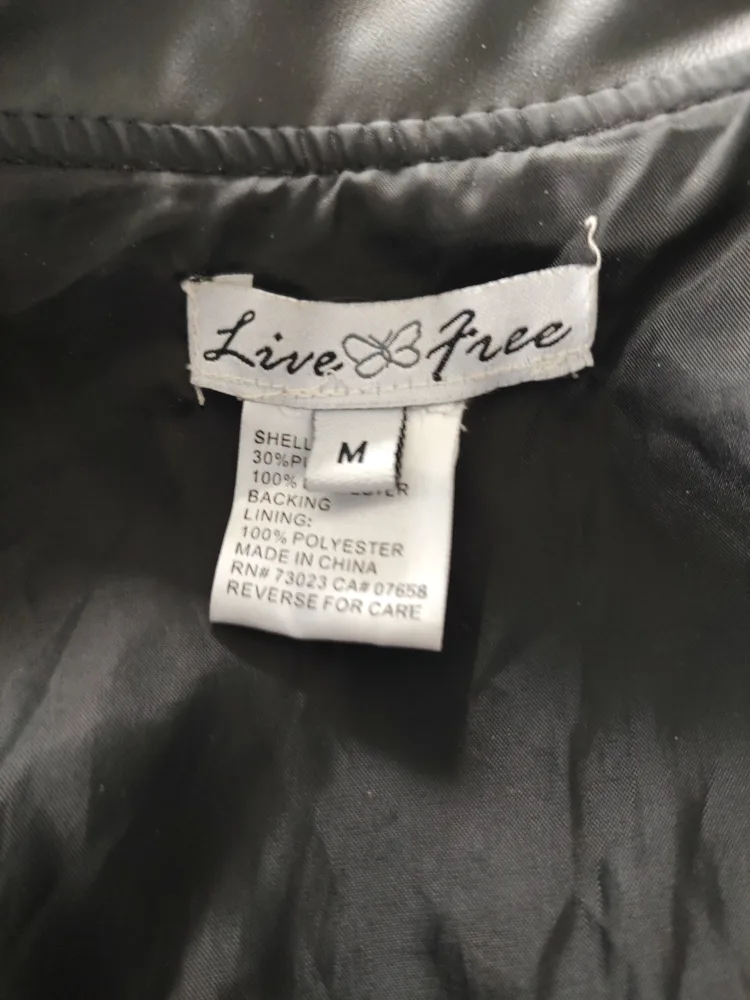 Live Free Black Faux Leather Jacket - Size M image indicator(4)