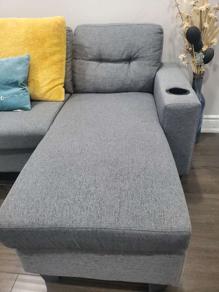 Grey Sectional Sofa with Cup Holders - photo 5