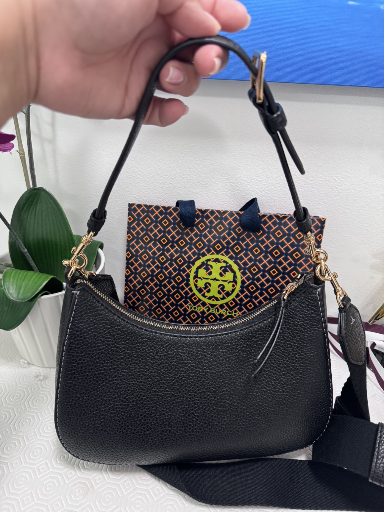 Tory Burch Black Leather Crossbody Bag | Karrot