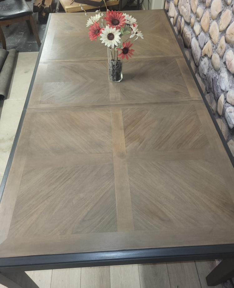 Large Rectangular Dining Table with Black Legs