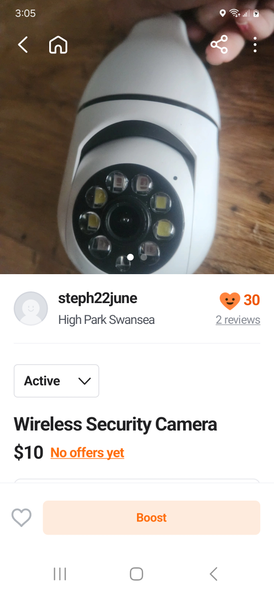 Wireless Security Camera - $10